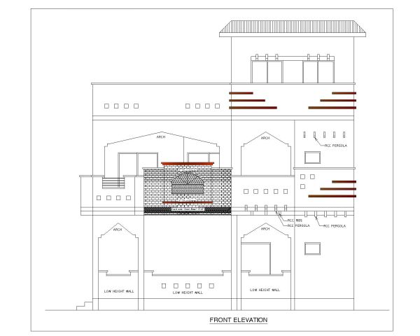 Multi-Story Residential Building & Villas 2D Elevation-44 Architectural drawings. CAD block in DWG format free download.