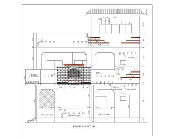 Multi-Story Residential Building & Villas 2D Elevation-45 Architectural drawings. CAD block in DWG format free download.