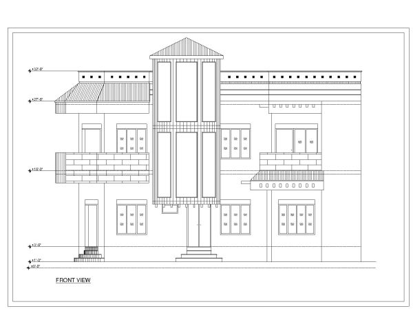 Multi-Story Residential Building & Villas 2D Elevation-55 Architectural drawings. CAD block in DWG format free download.