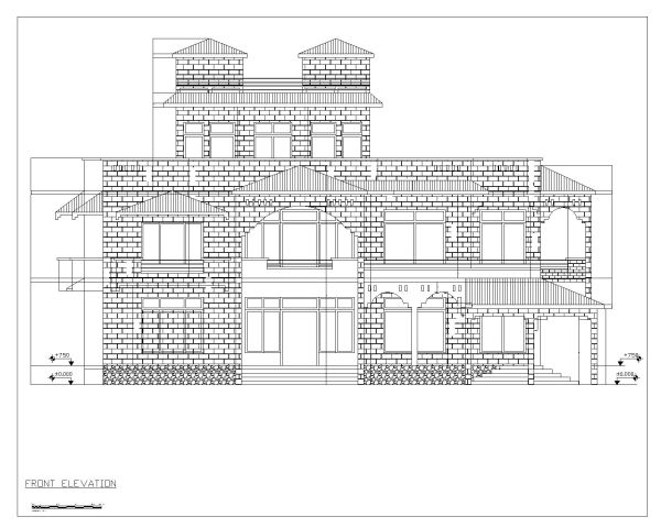 Multi-Story Residential Building & Villas 2D Elevation-60 Architectural drawings. CAD block in DWG format free download.