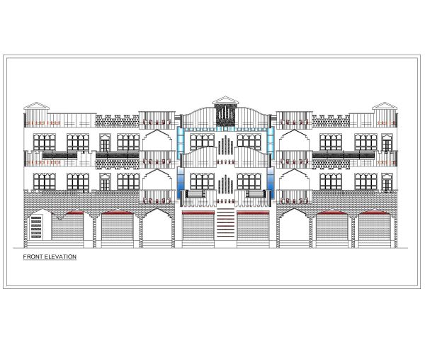Multi-Story Residential Building & Villas 2D Elevation-68 Architectural drawings. CAD block in DWG format free download.