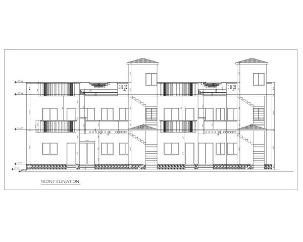 Multi-Story Residential Building & Villas 2D Elevation-72 Architectural drawings. CAD block in DWG format free download.