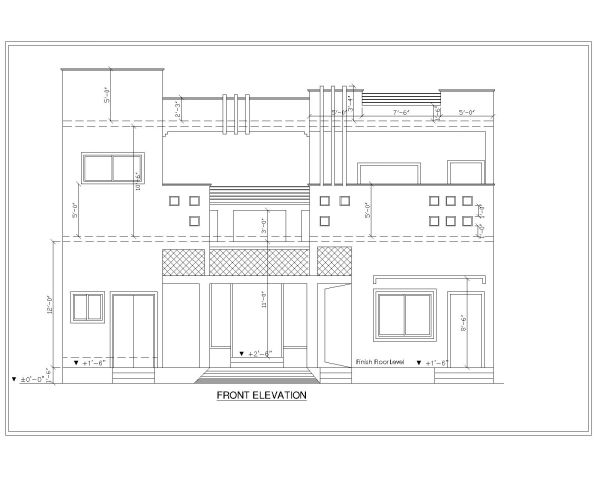 Multi-Story Residential Building & Villas 2D Elevation-7 Architectural drawings. CAD block in DWG format free download.