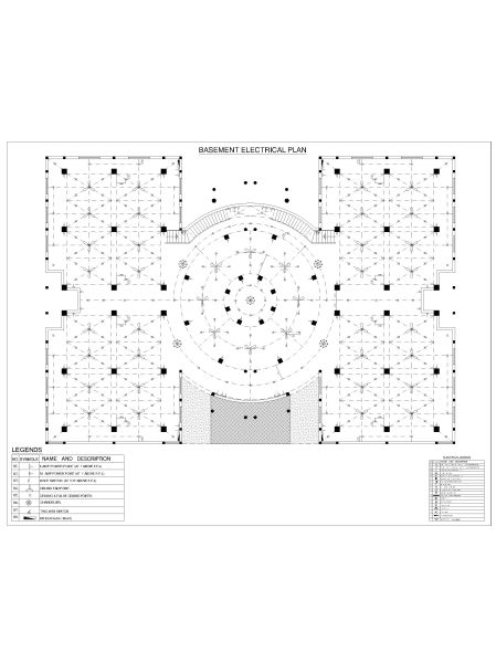 Multi-story Commercial Building Basement Electrical Plan-1. CAD block in DWG format free download.
