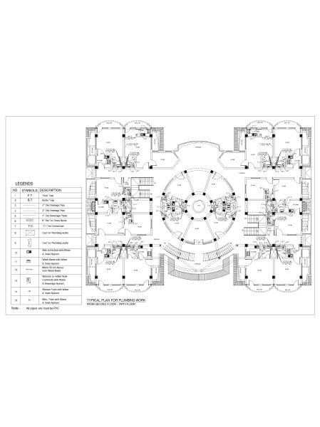 Multi-story Commercial Building 1st to 3rd Floor Plumbing Plan-1. CAD block in DWG format free download.