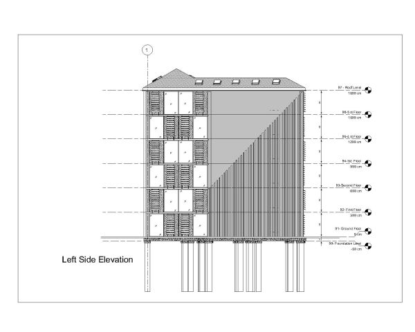 Multistoried Truss Roof Building Elevation-1 CAD Block DWG AutoCAD Editable Drawing (Free Download)
