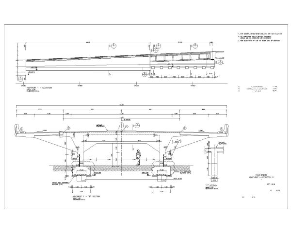 Free AutoCAD Editable Drawing of Multy Span Bridges Design Abutment 1 Geometry 2