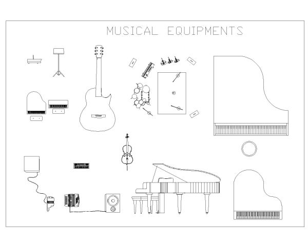 Musical Equipments CAD Block DWG AutoCAD Editable Drawing (Free Download)
