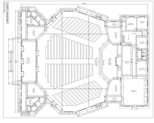 Free AutoCAD 2D New Church Detailed Floor Plan with Detail