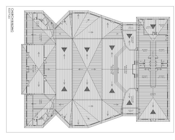 Free AutoCAD 2D New Church Detailed Roofing Plan with Detailith Detail