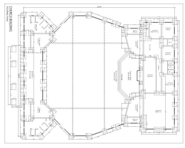 Free AutoCAD 2D New Church Footing Plan with Detail