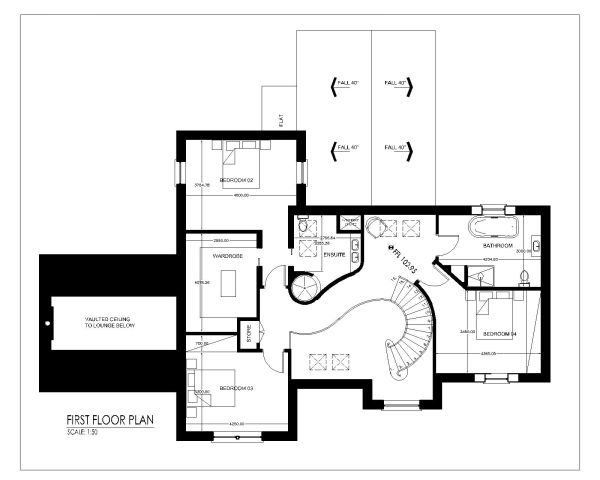 New Dwelling House Design First Floor Plan. CAD block in DWG format free download.