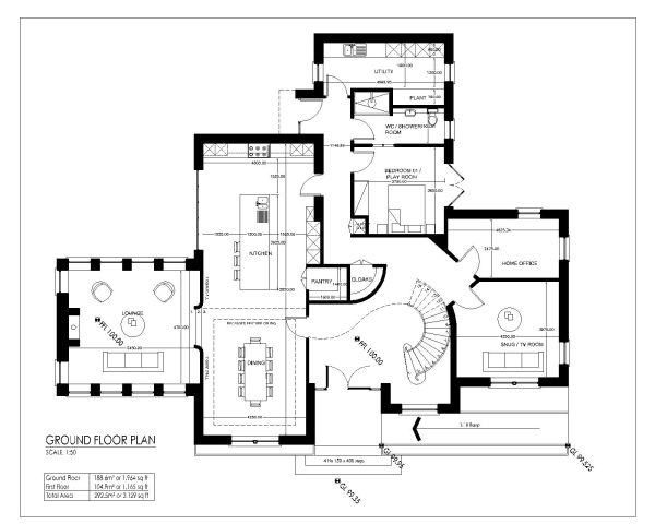 New Dwelling House Ground Floor Plan CAD Block DWG AutoCAD Editable Drawing (Free Download)