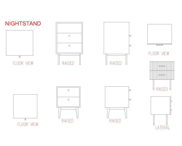 Free AutoCAD 2D Editable Drawings for Night Stand Ideas