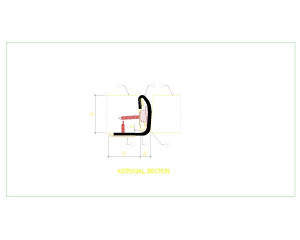 Non-Fire Rated Thick Wood Door Astragal Section-1. CAD block in DWG format free download.