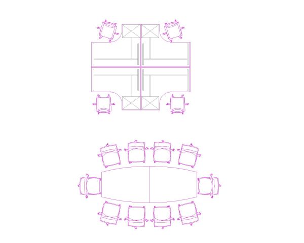 Free AutoCAD 2D Detailed Drawing for Meeting Room Chairs with Tables-10