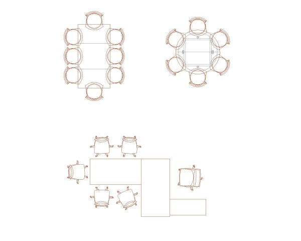 Free AutoCAD 2D Detailed Drawing for Meeting Room Chairs with Tables-6