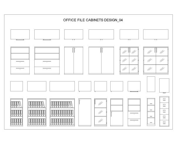 Free AutoCAD 2D Drawing of Office File Cabinets Design (4)
