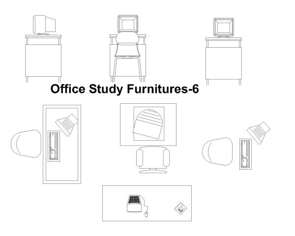 Free AutoCAD 2D Editable Drawings for Office Study Furnitures- 6