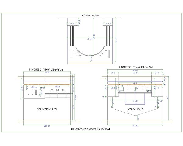 Parapet & Facade View option-01-Model CAD Block DWG AutoCAD Editable Drawing (Free Download)