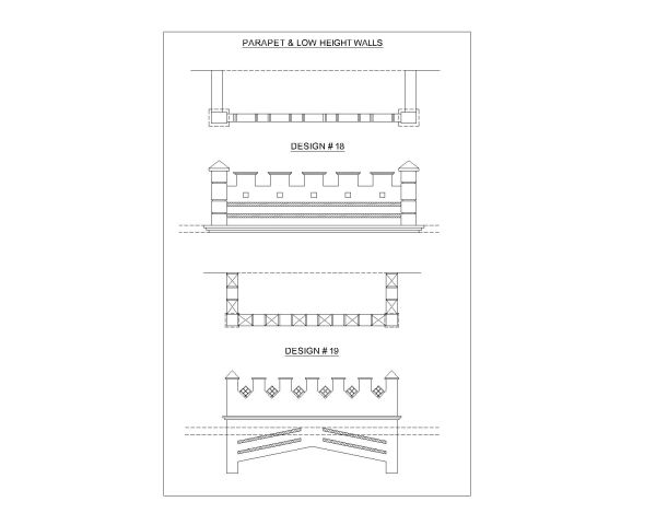 Parapet wall for Balcony (Architectural design) 11. CAD block in DWG format free download.
