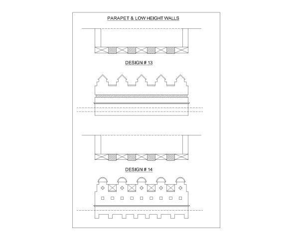 Parapet wall for Balcony (Architectural design) 9. CAD block in DWG format free download.