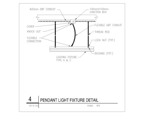 Pendant Light Fixture Detail Architectural drawing. CAD block in DWG format free download.