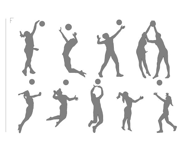 People Playing Volleyball-Female Architectural Drawing. CAD block in DWG format free download.