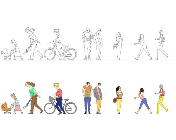 People Stylized -Model Architectural Drawing. CAD block in DWG format free download.