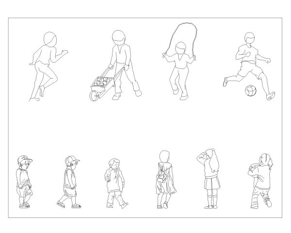 Peoples with mix age & sex - 1 for Architectural drawings. CAD block in DWG format free download.