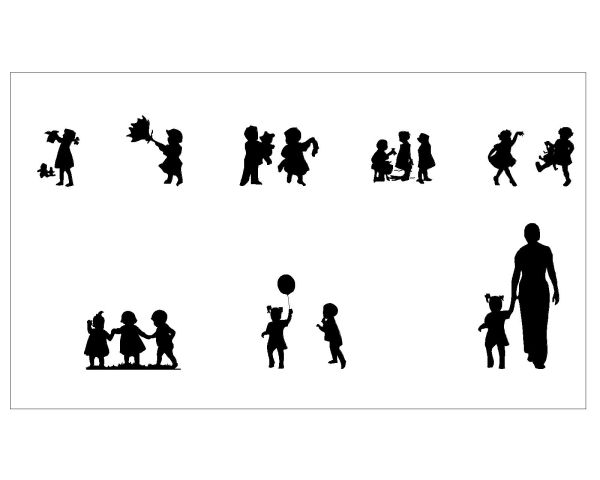 Peoples Symbols with mix age & sex - 5. for Architectural drawings. CAD block in DWG format free download.