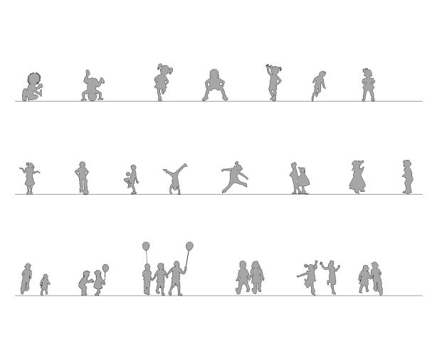 People Symbols Side faces - 3 Architectural Drawing. CAD block in DWG format free download.