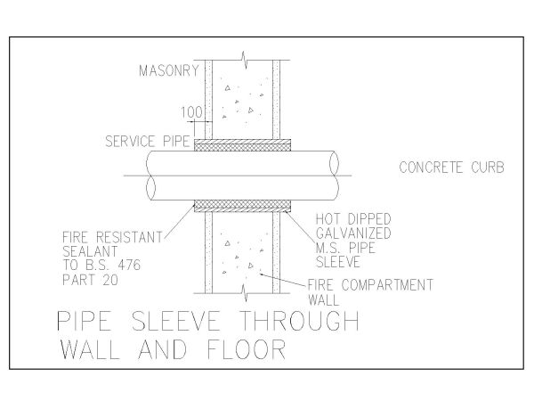 Pipe Sleeve Through Wall & Floor for plumbing work. CAD block in DWG format free download.