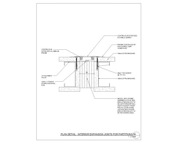 Interior Expansion Joints for Partitions for architectural & structural drawings. CAD block in DWG format free download.