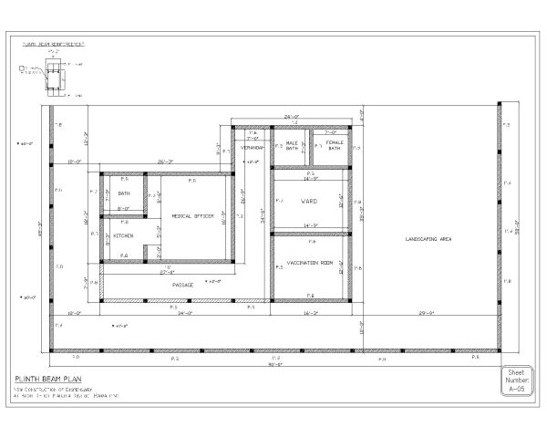 Free AutoCAD 2D Editable Drawings for PLINTH BEAM PLAN for Clinic Building