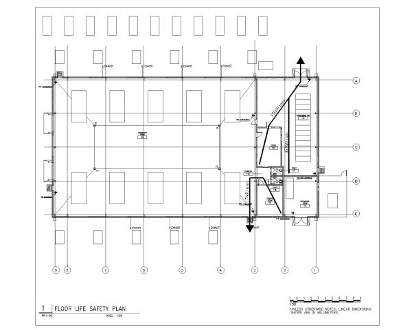 Power Plant Building Life Safety Plan Architectural & structural drawings. CAD block in DWG format free download.