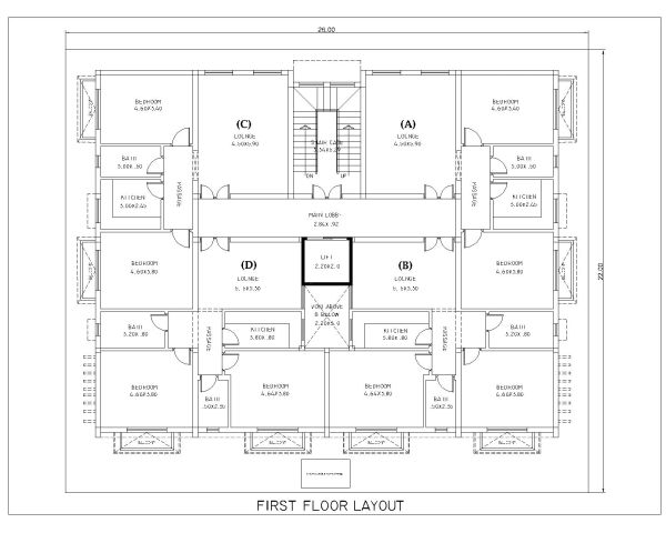 Preliminary architectural first floor plan CAD Block DWG AutoCAD Editable Drawing (Free Download)