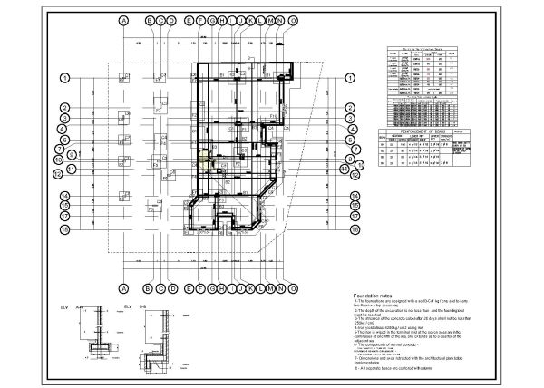 Preparation of Chandelier Foundation Plan-1 architectural & structural drawings. CAD block in DWG format free download.