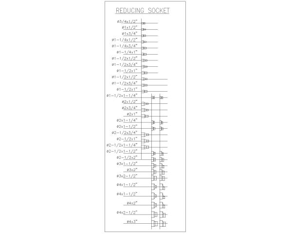 PVC Pipe Fittings Fixtures-20 in AutoCAD for Plumbing drawings. CAD block in DWG format free download.