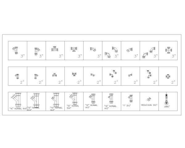 PVC Pipes Symbols with Diameter-2 for Plumbing drawings. CAD block in DWG format free download.