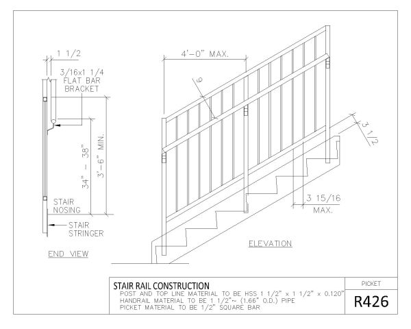 R-400 Series Picket Rail Sectional Details-5 CAD Block DWG AutoCAD Editable Drawing (Free Download)