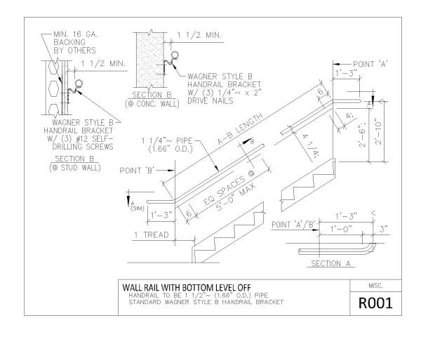 Picket Rail R-400 Series Sectional Detail-8 architectural drawings. CAD block in DWG format free download.