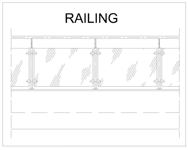 Railing design with different - 6 Architectural drawings. CAD block in DWG format free download.