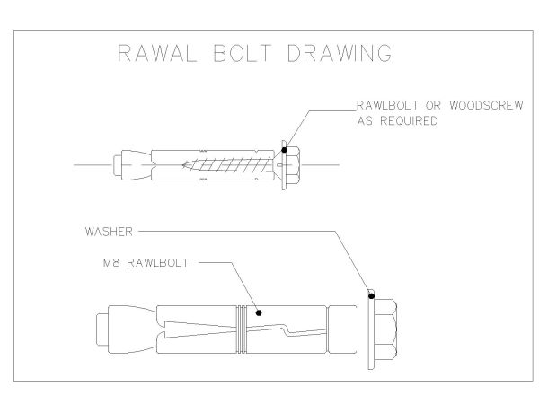 Rawal Bolt Details Architectural drawings. CAD block in DWG format free download.