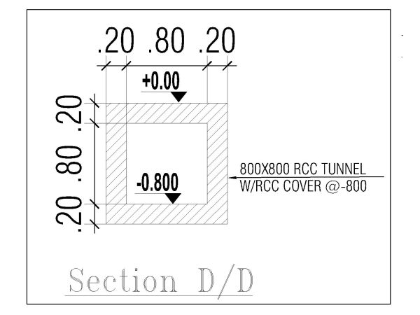 RCC Tunnel Cover Sectional Details-2 Architectural drawings. CAD block in DWG format free download.