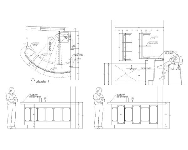 Free AutoCAD 2D Editable Drawings for Reception Desk with furniture-Model 2026-1