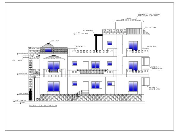 Residence Building 2D Elevation-27 CAD Block DWG AutoCAD Editable Drawing (Free Download)