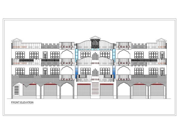 Residence Building 2D Elevation-79 CAD Block DWG AutoCAD Editable Drawing (Free Download)