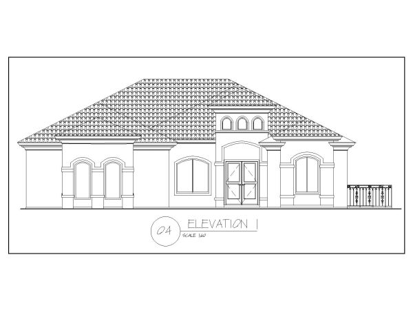 Residential Dwelling 3 Bedroom House Elevation-1 CAD Block DWG AutoCAD Editable Drawing (Free Download)