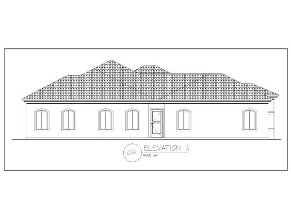 Residential Dwelling 3 Bedroom House Elevation-2 CAD Block DWG AutoCAD Editable Drawing (Free Download)